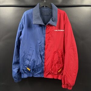 Vintage 1990's Tommy Hilfiger Reversible L Windbreaker Jacket Fleece Lined‎ Y2K